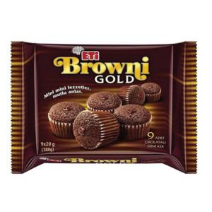Eti Brownie Gold Kakao Soslu Çikolatalı Kek 9`Lu 180 G